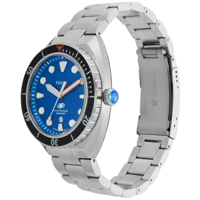 Fossil Breaker Stainless Steel Three-Hand Silicone Strap Watch